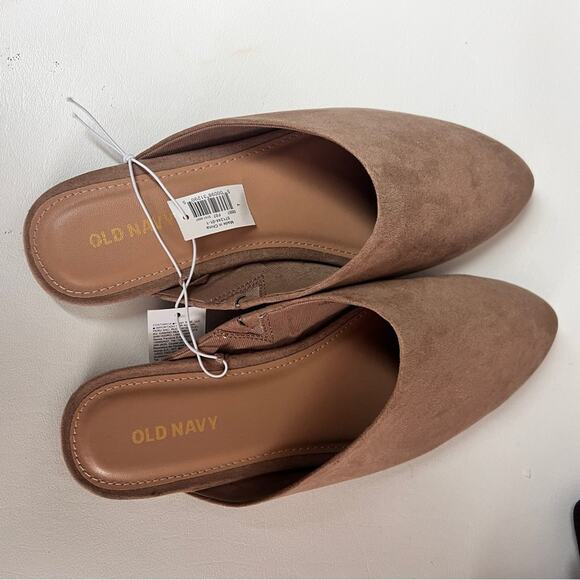 Old Navy Trendy Fall Style Low Heel Women's Faux Suede Taupe Mule Slide Sz 7 - Picture 7 of 11